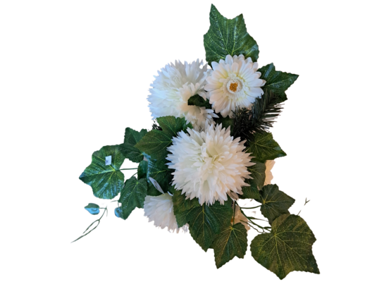 Stroik dekorowany w wazonie róże kalle hortensja liście monstery kremowy