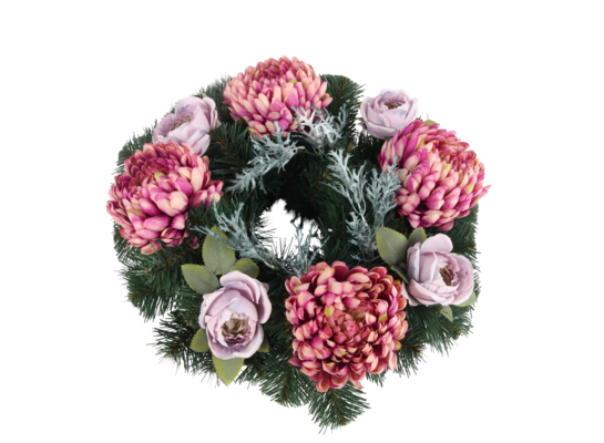 Stroik róże i chryzantemy 50 cm mix