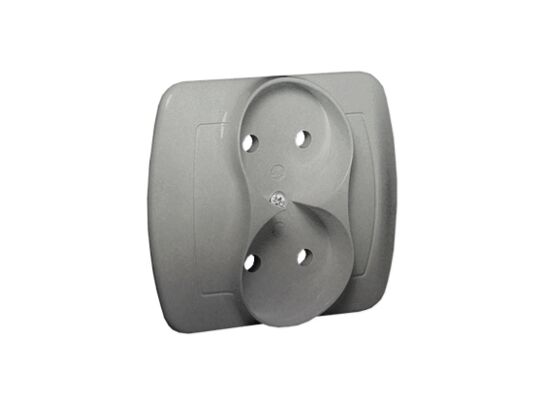 Gniazdo podwójne bez uziemienia akord AG2/26 aluminium