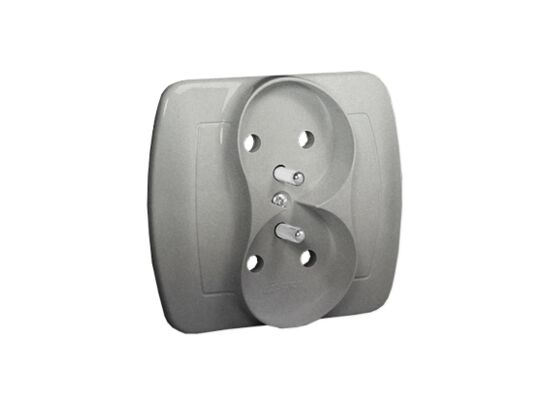 Gniazdo podwójne z uziemieniem akord AGZ2/26 aluminium