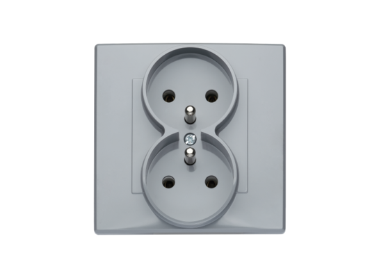 Gniazdo podwójne z uziemieniem milano popiel