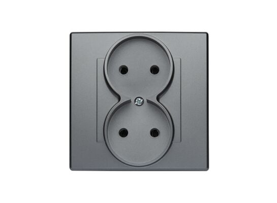 Gniazdo podwójne bez uziemienia milano inox