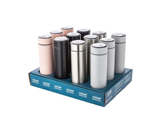 Termos nierdzewny z sitkiem z wyświetlaczem LED 460 ml mix kolorów