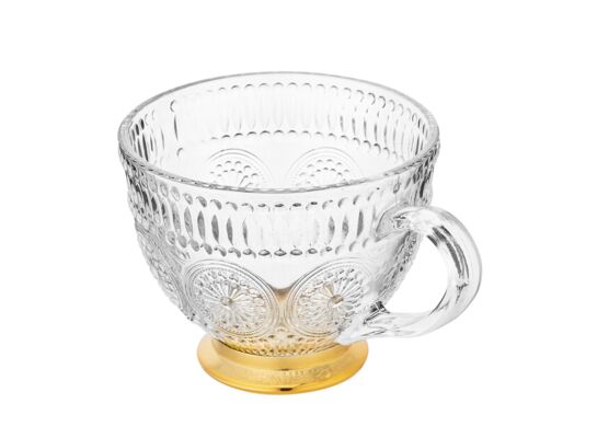 Kubek na złotej stopce Daisy 430 ml transparentny