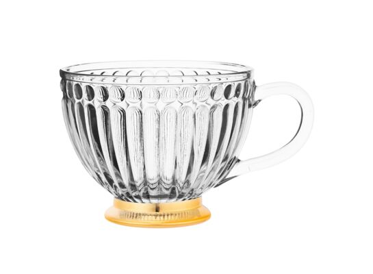 Kubek na złotej stopce Lily 430 ml transparentny