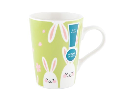 Kubek stożek NBC 420 ml białe zajączki zielony