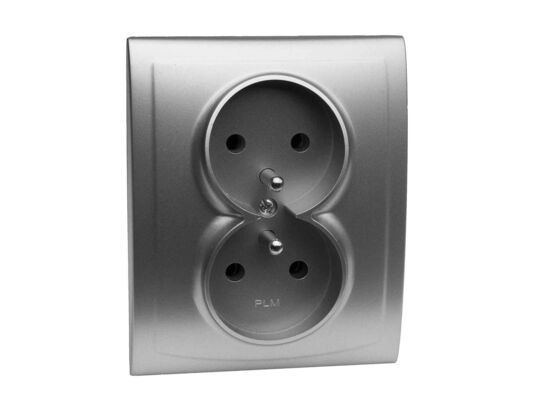 Gniazdo podwójne z uziemieniem GP-2VZ satyna vega