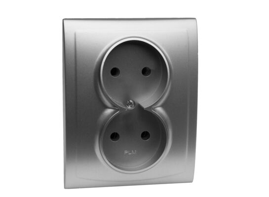 Gniazdo podwójne bez uziemienia GP-2V satyna vega