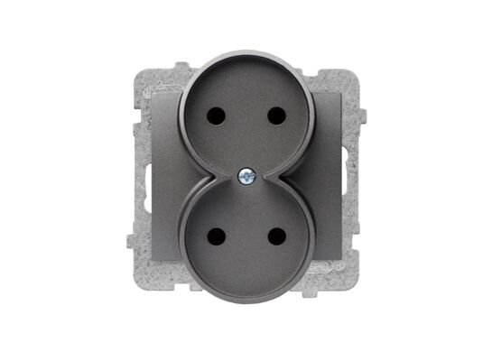 Gniazdo pdwójne bez uziemienia GP-2D/m bez ramki grafit mat sigma