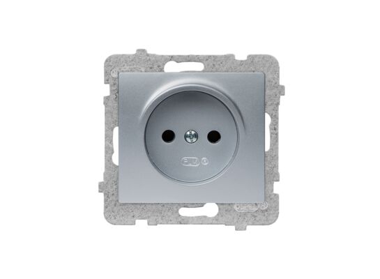 Gniazdo pojedyncze bez uziemienia GP-1D/m bez ramki srebrne sigma