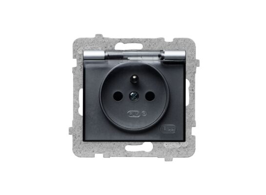 Gniazdo hermetyczne pojedyncze z uziemieniem GPH-1DZ/m bez ramki srebrne sigma