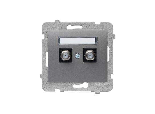 Gniazdo podwójne typu F bez ramki grafit mat sigma