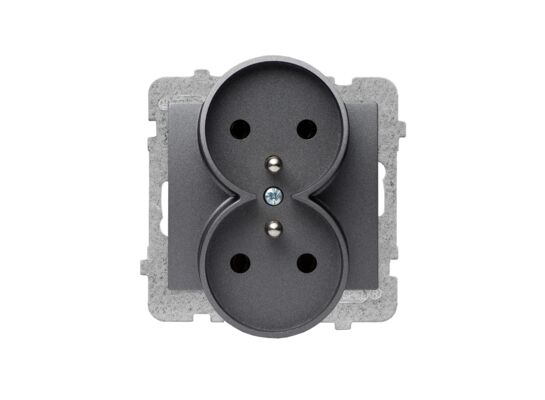 Gniazdo pdwójne z uziemieniem GP-2DZ/m bez ramki grafit mat sigma