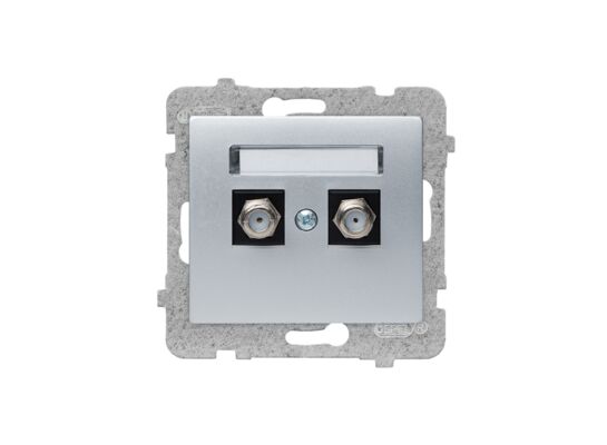 Gniazdo podwójne typu F bez ramki srebrne sigma