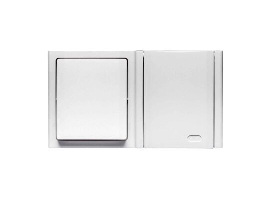 Łącznik pojedynczy natynkowy IP54 + gniazdo pojedyncze natynkowe IP54 biały bravo