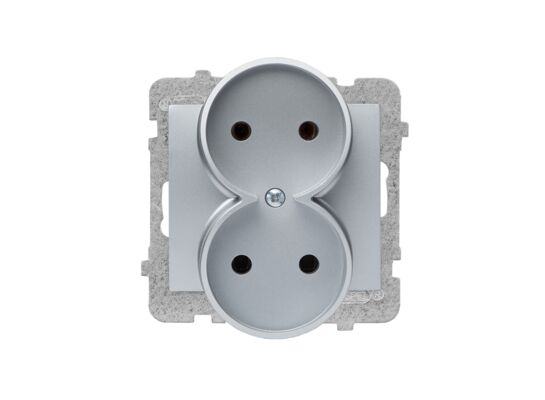 Gniazdo pdwójne bez uziemienia GP-2D/m bez ramki srebrne sigma