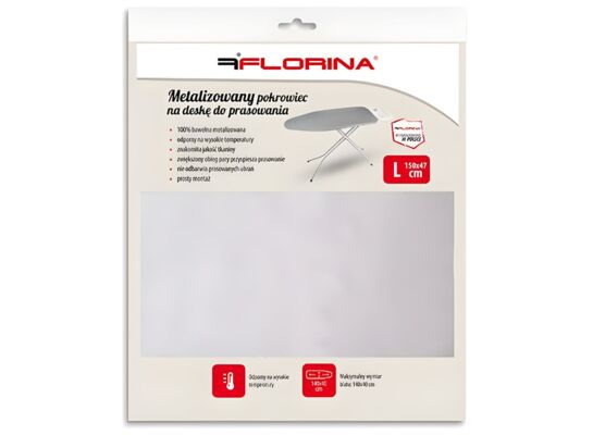 Pokrowiec na deskę metalizowany 150 x 47 cm szary P&P