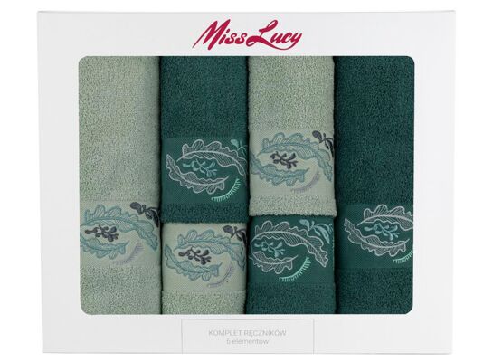 Ręczniki Miss Lucy zestaw 6 ręczników 3 wielkości zielony