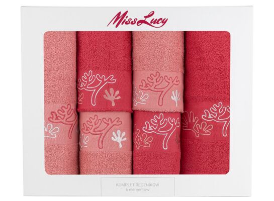 Ręczniki Miss Lucy zestaw 6 ręczników 3 wielkości malinowy