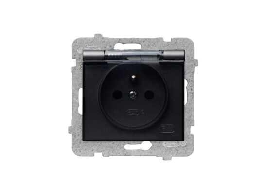 Gniazdo hermetyczne pojedyncze z uziemieniem GPH-1DZ/m bez ramki grafit mat sigma