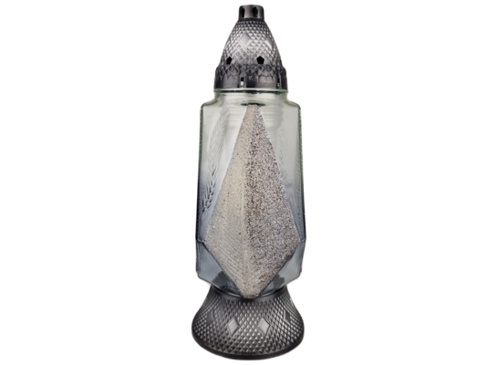 Znicz szklany zdobiony liść 17 x 34 cm mix