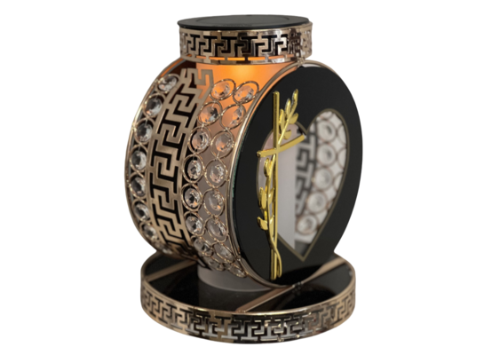 Znicz solarny koło 20 x 25 cm złoty