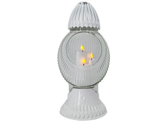 Znicz szklany Luksor LED 18 x 40 cm biały / czarny