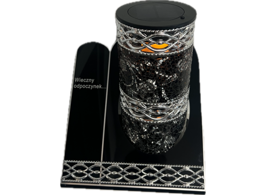 Znicz witraż VIP akryl solar SZKA5S 25 cm czarno-srebrny Ilumini