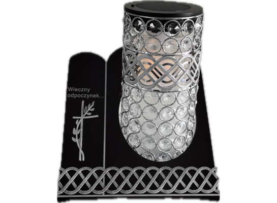 Znicz witraż VIP Premium solar SZKA11S 25 cm srebrny Ilumini