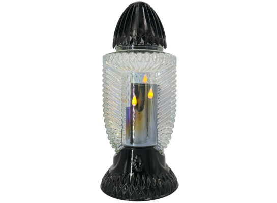 Znicz szklany Kair LED 18 x 40 cm czarny / biały