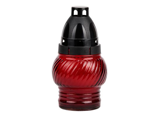 Znicz szklany kulka 12 x 14,5 cm czerwony