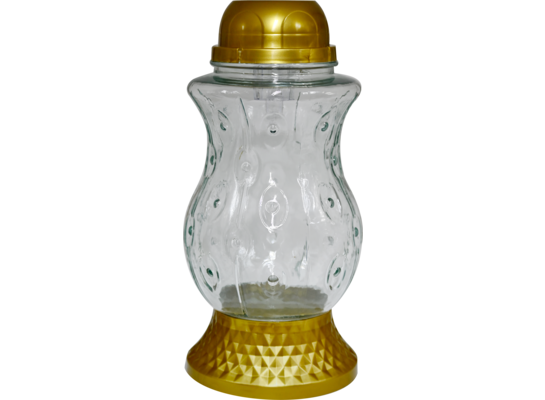 Znicz szklany solarny LA Z407 SOL ZŁ 15 x 28 cm złoty