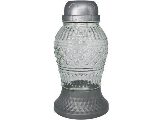 Znicz szklany solarny LA 503 SOL SR 11,5 x 21 cm srebrny