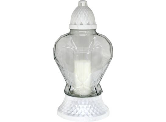 Znicz szklany serce LA U1325 14,5 x 16,5 x 30 cm biały