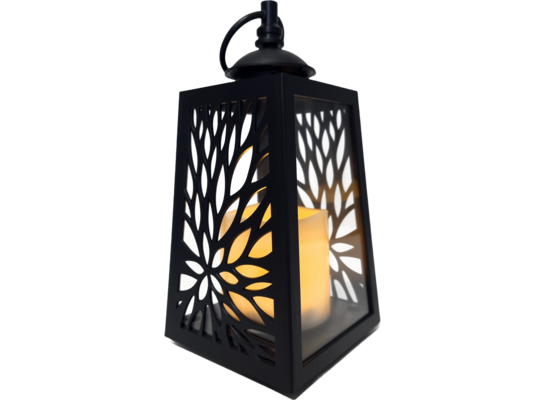 Latarenka LED świeca ażur ciepły biały 10 x 10 x 20,5 cm czarny CORTINA POLAND