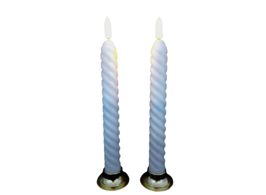 Świeczki stołowe LED ciepły biały 21 cm Ø 2 cm + podstawka biały CORTINA POLAND 2sztuki