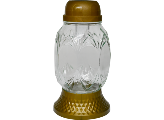 Znicz szklany solarny LA 532 SOL ZŁ 11,5 x 21 cm złoty