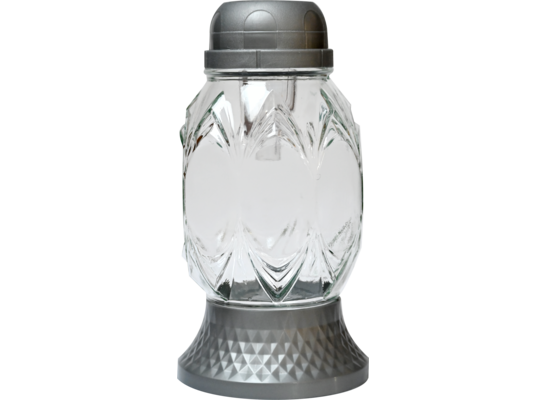 Znicz szklany solarny LA 532 SOL SR 11,5 x 21 cm srebrny