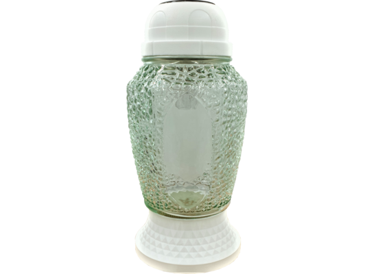 Znicz szklany solarny LA Z320 SOL B 10,5 x 20 cm biały