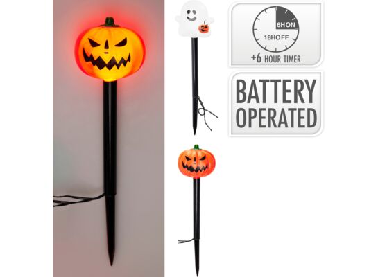 Dekoracja ogrodowa halloween LED dynia/duch 2ass