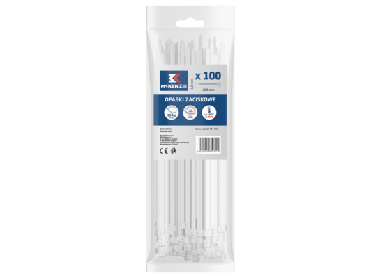 Opaska zaciskowa 200 x 3,6 mm biała 100 szt. McKenzie