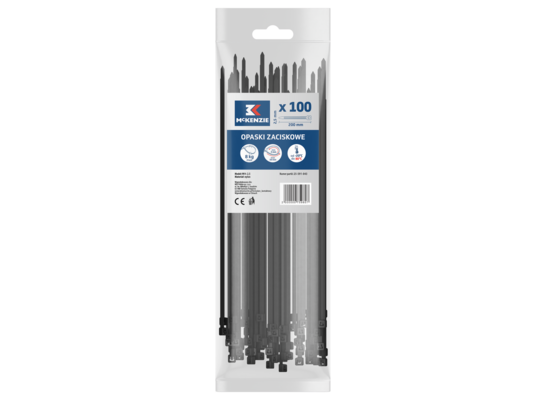 Opaska zaciskowa 200 x 2,5 mm czarna 100szt. McKenzie
