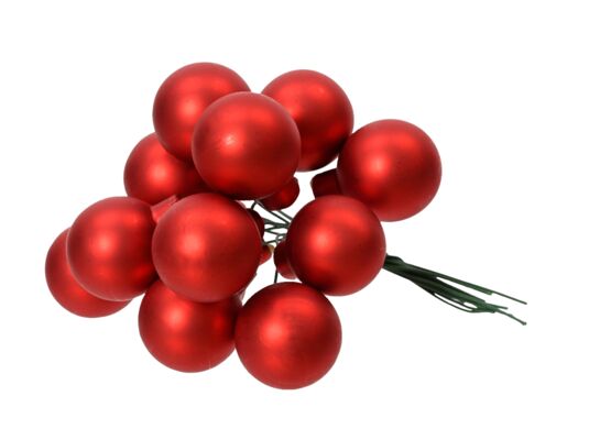 Bombki szklane na drutach mat 2 cm czerwone 144 szt.