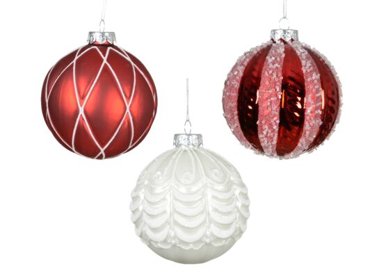 Bombka szklana10 cm 3 wzory 1 szt.