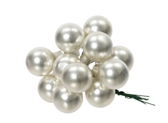 Bombki szklane na drutach mat 2 cm srebrne 144 szt.