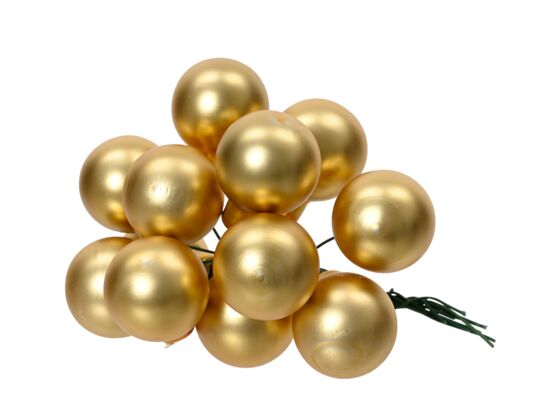 Bombki szklane na drutach mat 2 cm złoty 144 szt.
