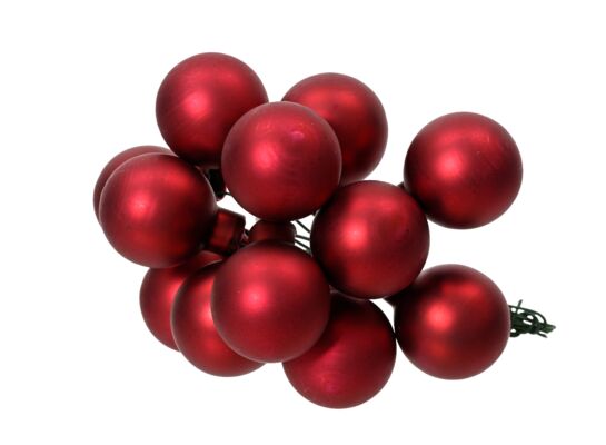 Bombki szklane na drutach mat 2 cm bordo 144 szt.