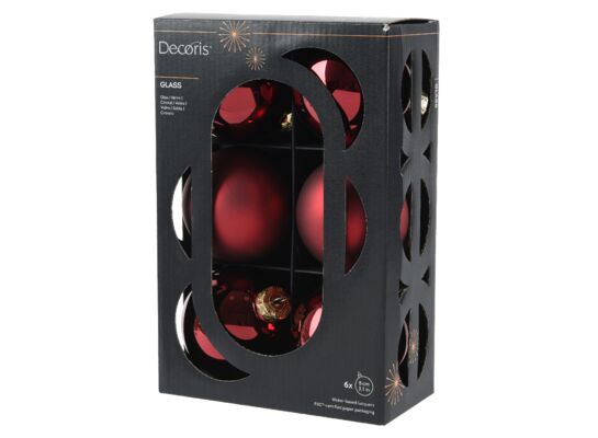 Bombki szklane mix połysk/mat 8 cm bordo 6 szt.