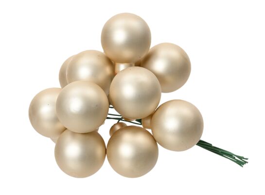 Bombki szklane na drutach mat 2 cm perłowe 144 szt.