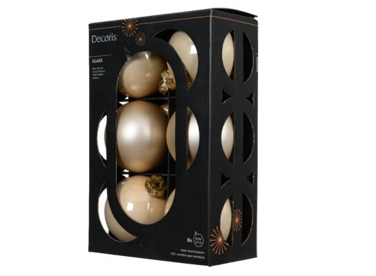 Bombki szklane mix emalia/mat 8 cm perłowe 6 szt.